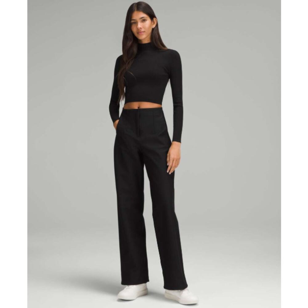 Lululemon Sweater Women Medium Ribbed Knit Twist Back Mockneck Top Yoga Athletic - Picture 4 of 14